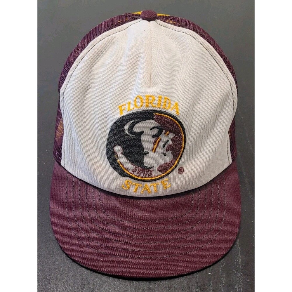 Vintage Florida State Seminoles Trucker Hat FSU Made USA Puff Paint Garnet Gold